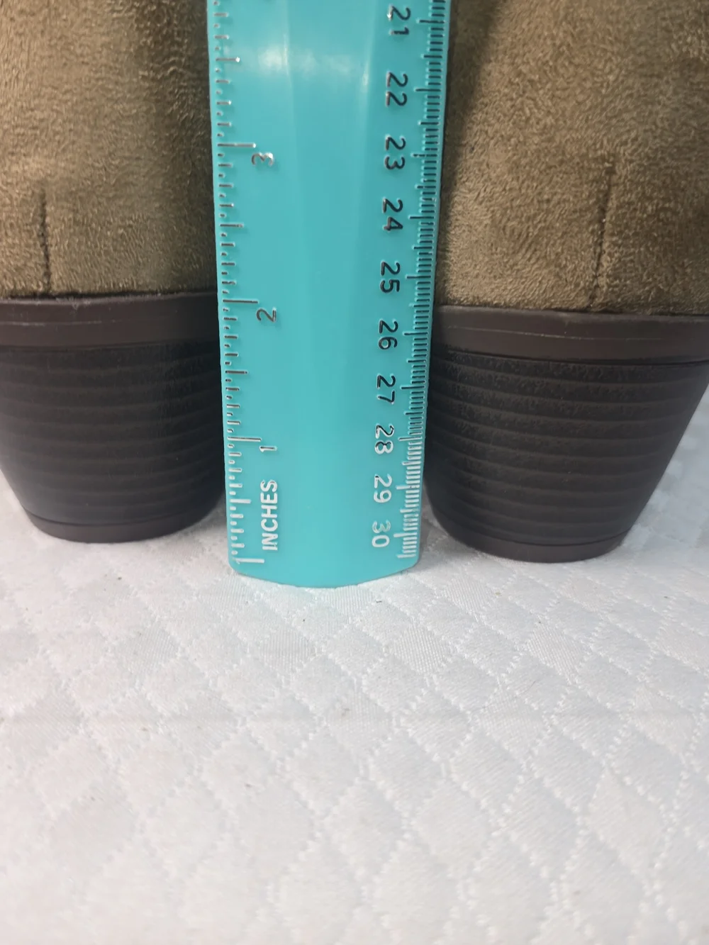 WOMENS OVER THE KNEE WESTERN BOOTS TAN SIZE 11 FAUX SUEDE HEELED WIDE CALF
